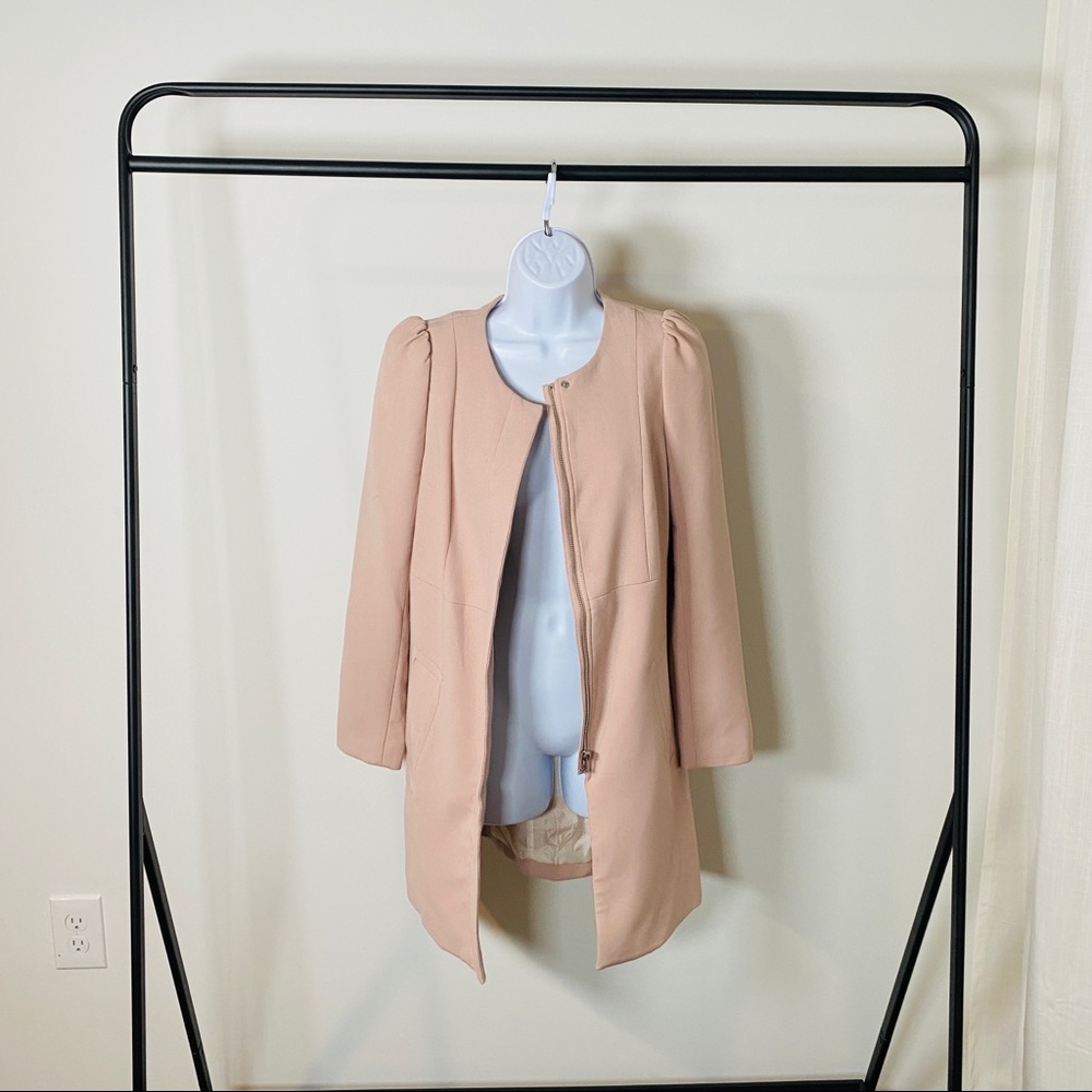 H&M Blush Pink Gathered Shoulder Lightweight Jacket Size 6 - Picture 3 of 9